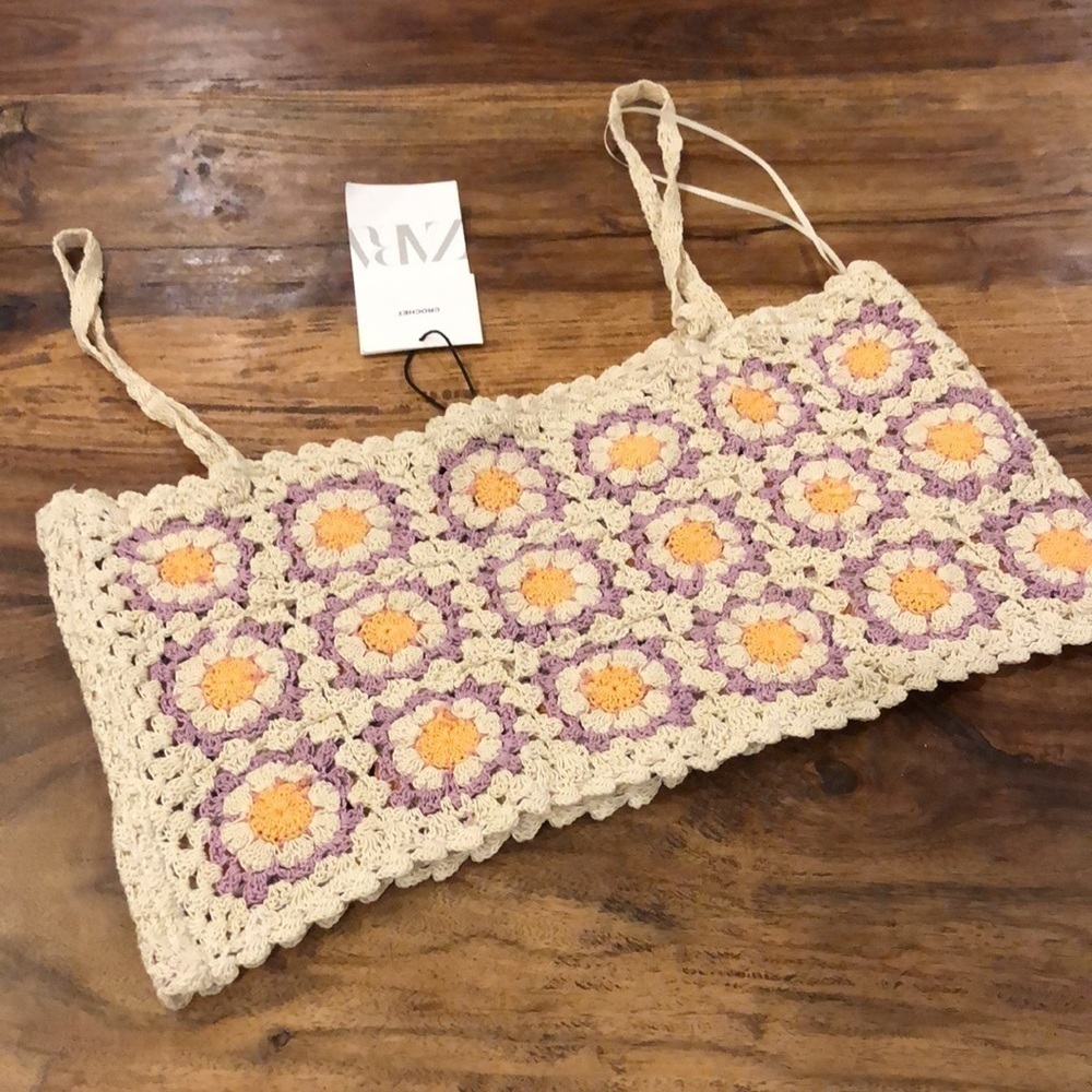 Zara Crochet Daisy Top XS/S - Picture 7 of 11